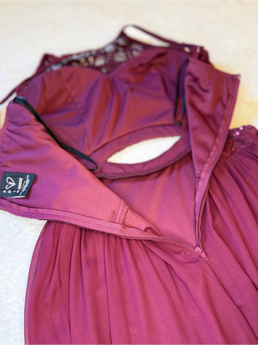 Burgundy Beaded Cutout Formal Dress Size 11 Prom Homecoming Evening Gown - Picture 2 of 7